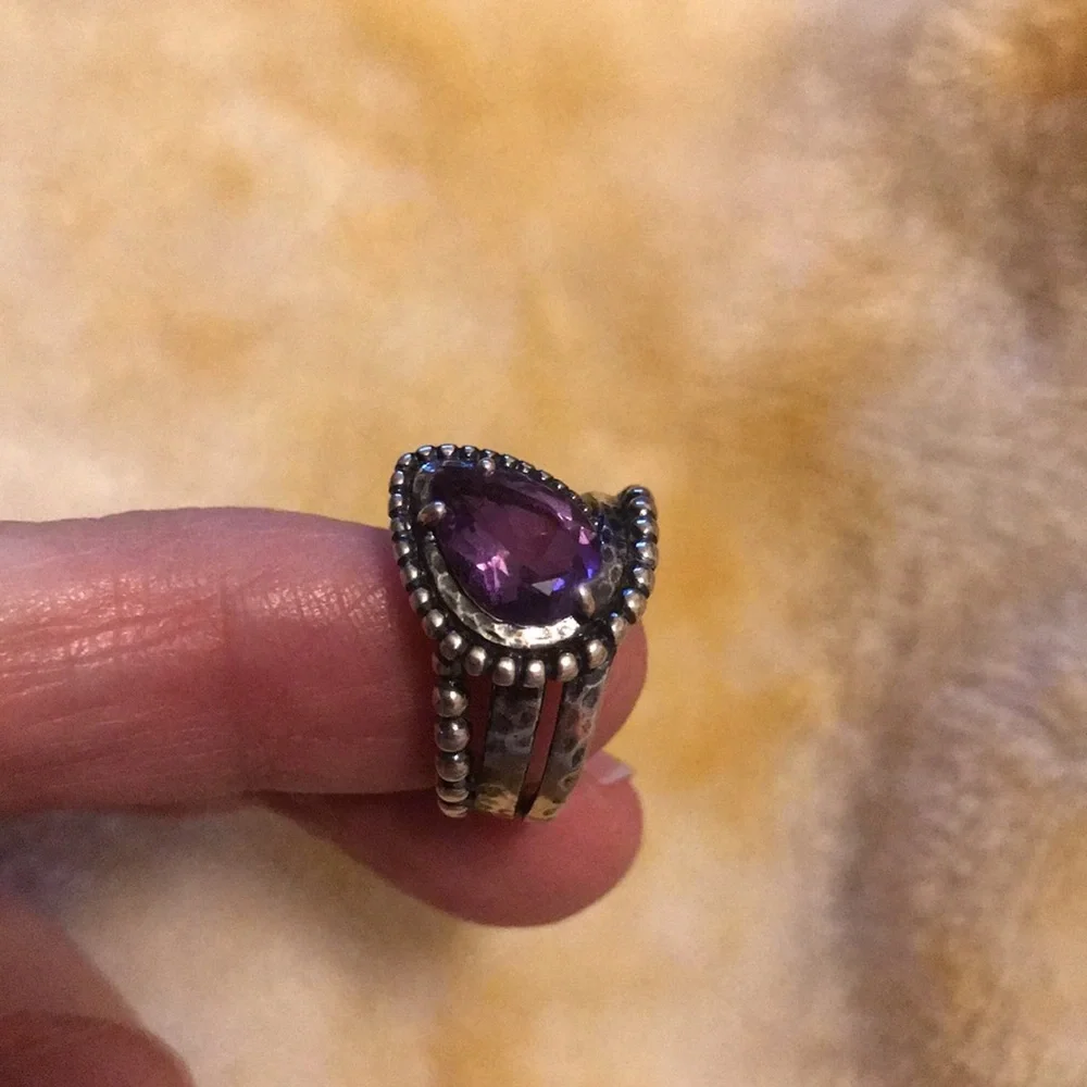 Amethyst and Sterling Paz ring. QVC NEW - Picture 2 of 5